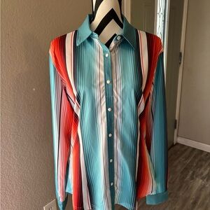 Vibrant Striped Button Down Shirt